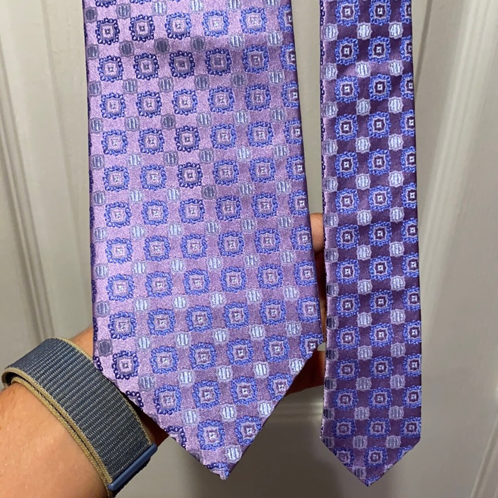 Lilac and light blue multi pattern tie